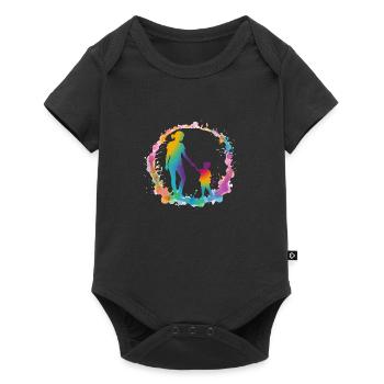 Silhouette de maman et sa fille - Body à manches courtes Premium Bébé - noir - Devant
