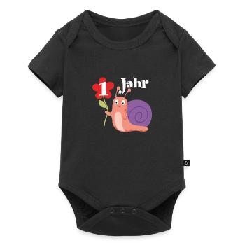 Schnecke gratuliert zum 1. Geburtstag ich bin ein - Baby Premium Kurzarmbody - Schwarz - Vorne