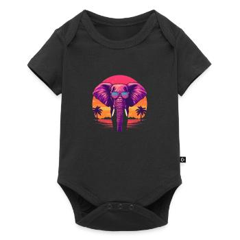 Synthwave Elephant Sunset - Body à manches courtes Premium Bébé - noir - Devant