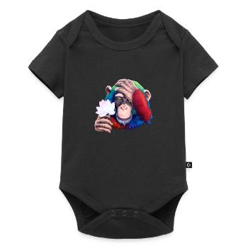 Monkey Loves Nature - Graffiti - Baby Premium Kurzarmbody - Schwarz - Vorne