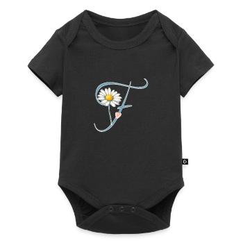 Lettre F Cœur de Marguerite - Body à manches courtes Premium Bébé - noir - Devant