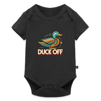 Duck Hunter Pun, Duck Off, Retro Waterfowl Duck - Baby Premium Kurzarmbody - Schwarz - Vorne