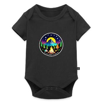 Camping, tent and campfire - Baby Premium short-sleeve bodysuit - black - Front