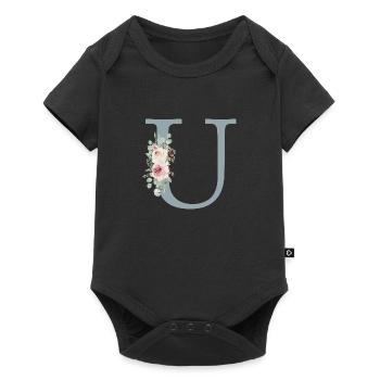 U| Monogram | Eucalyptus Pastel Flower Blue - Baby Premium short-sleeve bodysuit - black - Front