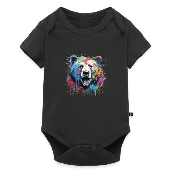 Stylish Bear Gift Grizzly Bear Brown Bear - Baby Premium short-sleeve bodysuit - black - Front
