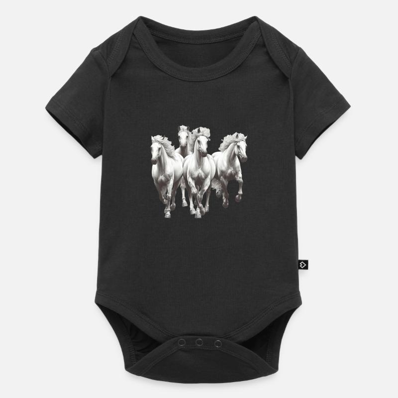 Pferde - Baby Premium Kurzarmbody - Schwarz