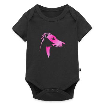 Greyhound greyhound, dog head, pink drawing - Baby Premium short-sleeve bodysuit - black - Front