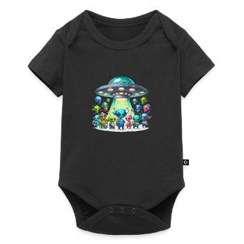 Aliens Marveling at a UFO - Baby Premium short-sleeve bodysuit - black - Front