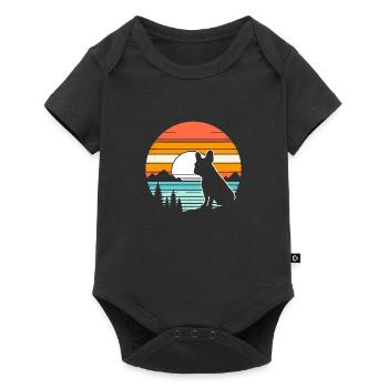 French Bulldog Vintage Sunset dark - Baby Premium short-sleeve bodysuit - black - Front
