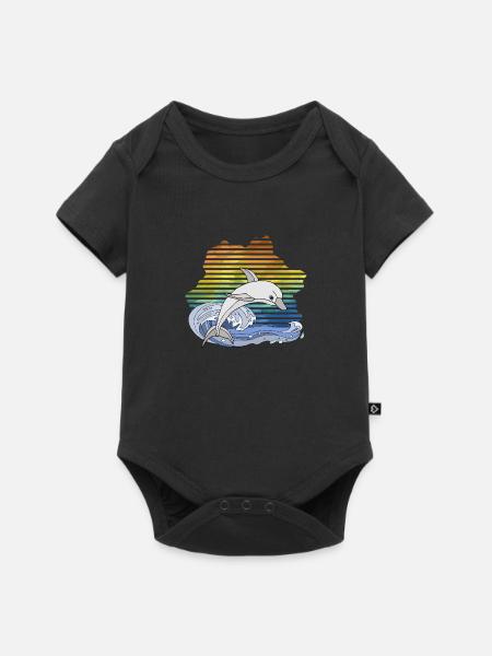 Delfin - Baby Premium Kurzarmbody - Schwarz
