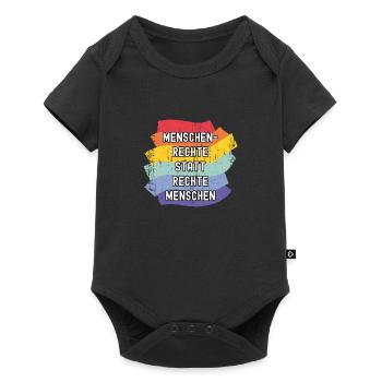 Menschenrechte statt rechte Menschen Demokratie - Baby Premium Kurzarmbody - Schwarz - Vorne