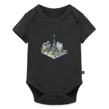 Paris Stadt Voxel Pixel Design Miniatur Reise - Baby Premium Kurzarmbody - Schwarz - Vorne