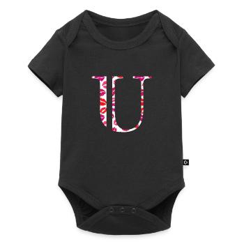 Lettre u bisous - Body à manches courtes Premium Bébé - noir - Devant