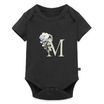 M avec des fleurs - Body à manches courtes Premium Bébé - noir - Devant