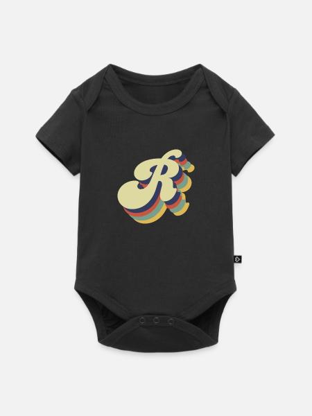 Retro-Buchstabe R - Baby Premium Kurzarmbody - Schwarz