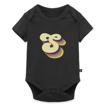 Lettre s rétro - Body à manches courtes Premium Bébé - noir - Devant
