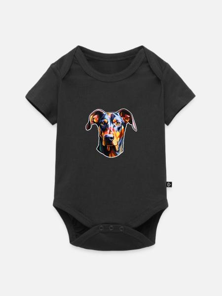 Dobermannkopf psychedelisch - Baby Premium Kurzarmbody - Schwarz
