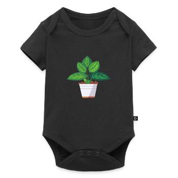 Planter des feuilles vertes en pot - Body à manches courtes Premium Bébé - noir - Devant