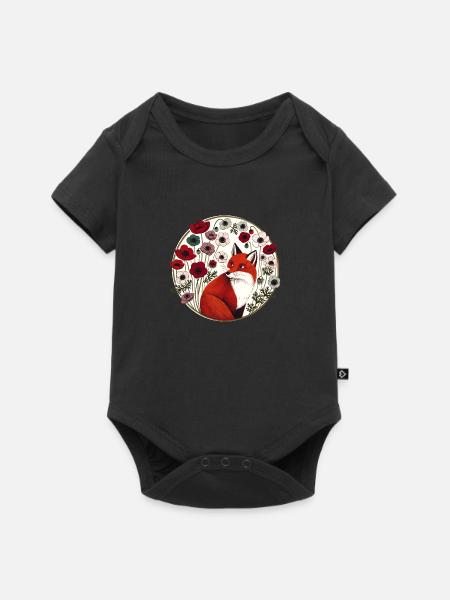 Retro Rotfuchs - Baby Premium Kurzarmbody - Schwarz