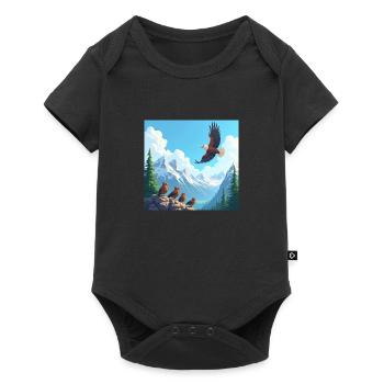 Majestic eagle over the mountains - cartoon - Baby Premium short-sleeve bodysuit - black - Front