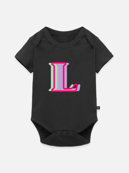Mehrfarbiger Buchstabe l - Baby Premium Kurzarmbody - Schwarz