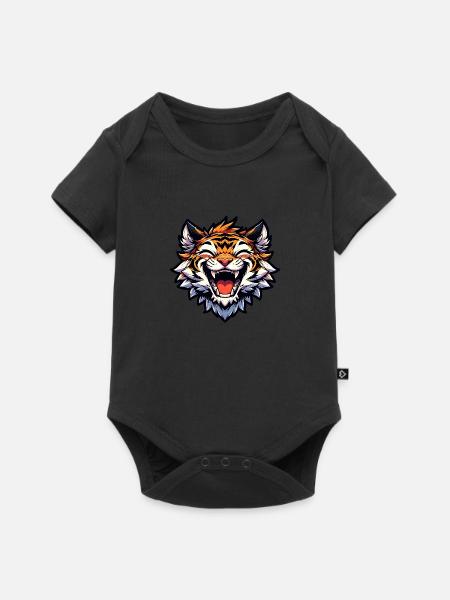 Lachender Baby Tiger - Baby Premium Kurzarmbody - Schwarz