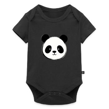 Süßer Panda - Baby Premium Kurzarmbody - Schwarz - Vorne