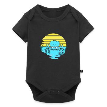 Oktopus Meer Sonnenuntergang Strand Urlaub Linien - Baby Premium Kurzarmbody - Schwarz - Vorne