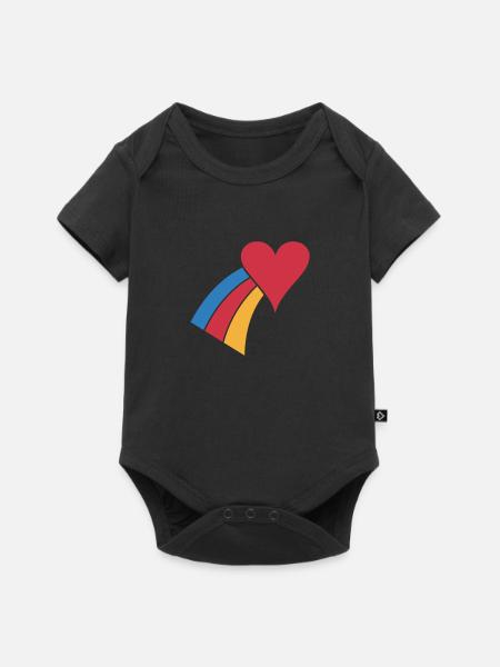 Coeur Arc-en-Ciel - Body à manches courtes Premium Bébé - noir