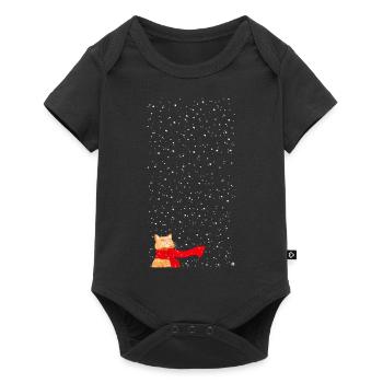 Schneekatze getigert (lang) - Baby Premium Kurzarmbody - Schwarz - Vorne
