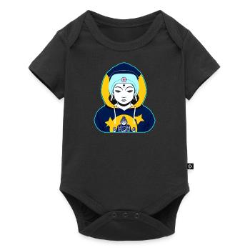Cool colorful boy in hoodie in chakra colors - Baby Premium short-sleeve bodysuit - black - Front