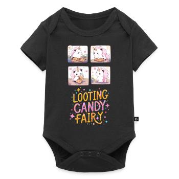 🦄 Cute Unicorn Looting Candy Fairy 🍭 - Baby Premium short-sleeve bodysuit - black - Front