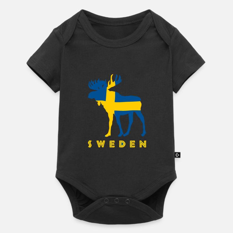 Suède Moose Suède vacances drapeau bannière - Body à manches courtes Premium Bébé - noir