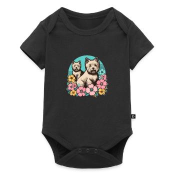 Cairn Terrier Retro Pastel Flowers - Baby Premium short-sleeve bodysuit - black - Front