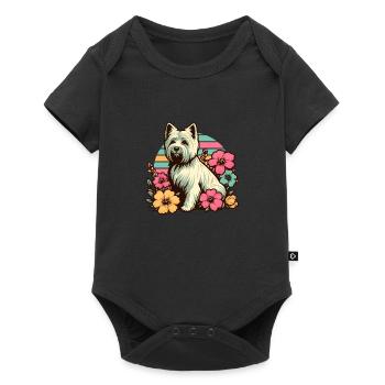 Cairn Terrier Retro Pastel Flowers - Baby Premium short-sleeve bodysuit - black - Front