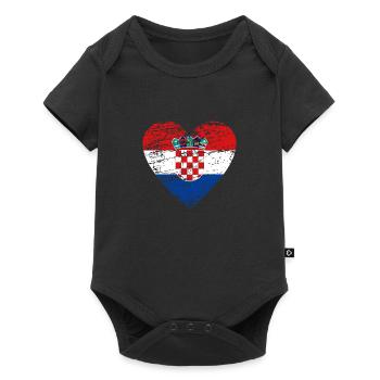 Croatia flag vintage heart used look - Baby Premium short-sleeve bodysuit - black - Front
