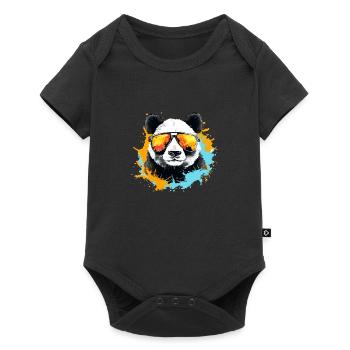 Lunettes de soleil panda idée cadeau vacances panda ours - Body à manches courtes Premium Bébé - noir - Devant