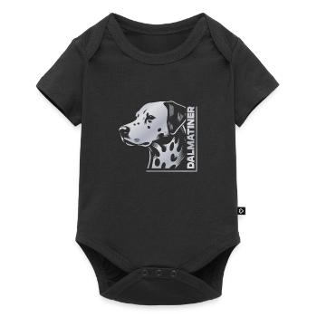Dalmatien Portrait Dessin Tête Argent - Body à manches courtes Premium Bébé - noir - Devant