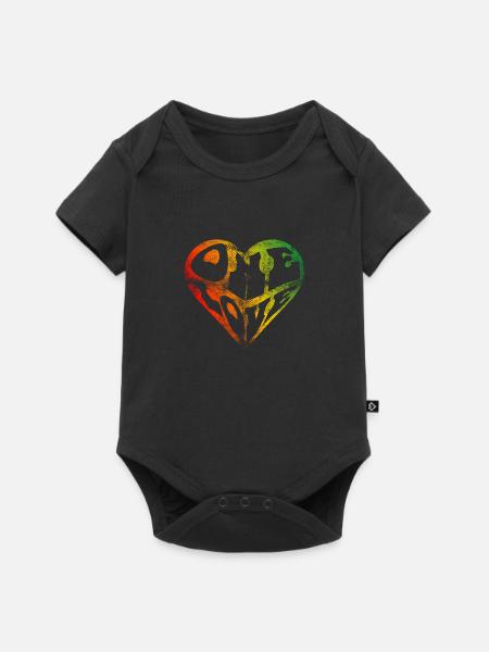 ein Liebesherzformtext-Typografie-Reggae - Baby Premium Kurzarmbody - Schwarz