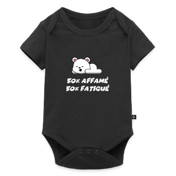 50% affamé 50% fatigué - Body à manches courtes Premium Bébé - noir - Devant