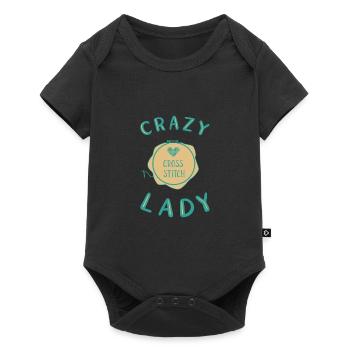 Broderie au point de croix au point de croix - Body à manches courtes Premium Bébé - noir - Devant