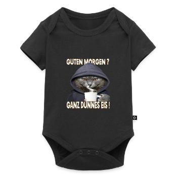 Ganz Dünnes Eis Morgenmuffel Katze Kaffee - Baby Premium Kurzarmbody - Schwarz - Vorne
