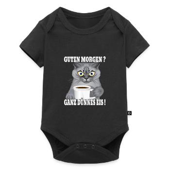 Ganz Dünnes Eis Morgenmuffel Katze Kaffee - Baby Premium Kurzarmbody - Schwarz - Vorne