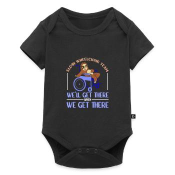 Rollstuhl Rollstuhlfahrer - Baby Premium Kurzarmbody - Schwarz - Vorne