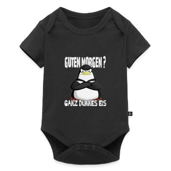 Ganz Dünnes Eis Morgenmuffel Pinguin Kaffee - Baby Premium Kurzarmbody - Schwarz - Vorne