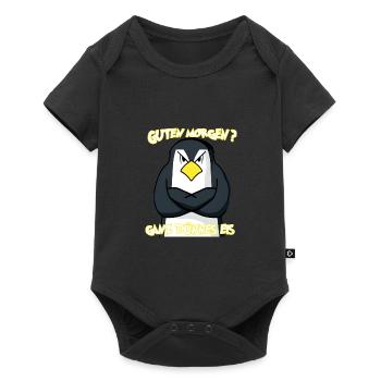 Ganz Dünnes Eis Morgenmuffel Pinguin Kaffee - Baby Premium Kurzarmbody - Schwarz - Vorne