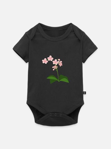Orchidee - Baby Premium Kurzarmbody - Schwarz
