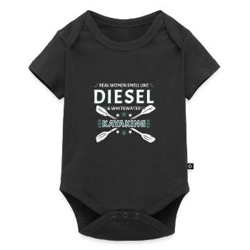 Les vraies femmes sentent le diesel et le kayak en eau vive - Body à manches courtes Premium Bébé - noir - Devant
