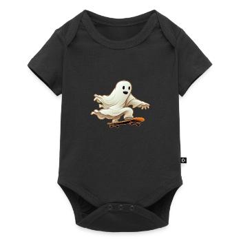 Funny Cartoon Comic style Ghost on his Skateboard - Baby Premium short-sleeve bodysuit - black - Front