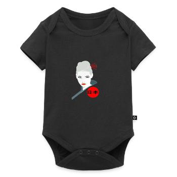 Japan Japanese woman angry Ninja fighter Asian girl - Baby Premium short-sleeve bodysuit - black - Front